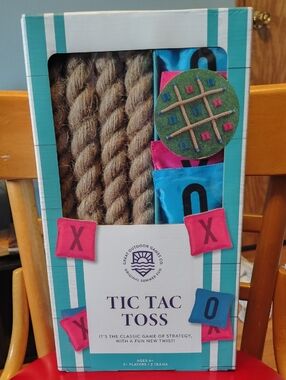 Tic Tac Toss Game - Pink & Teal Bean Bags with Rope Targets